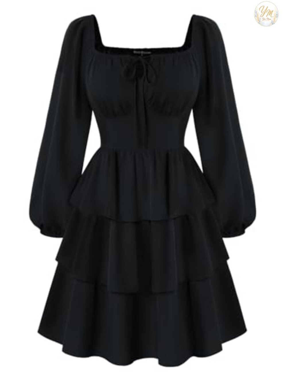 Scarlet Darkness Pirate Costume Renaissance Dress Square Neck Tiered